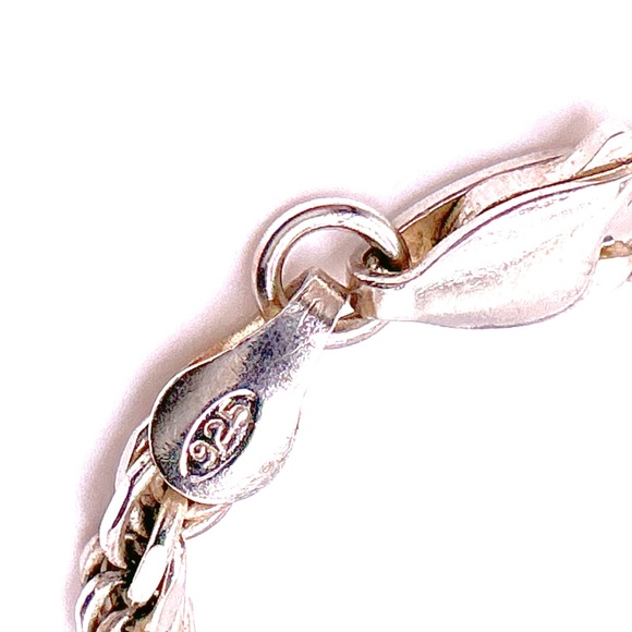 Vintage STERLING SILVER 925 Rope Chain Bracelet 7.5” - Picture 2 of 3